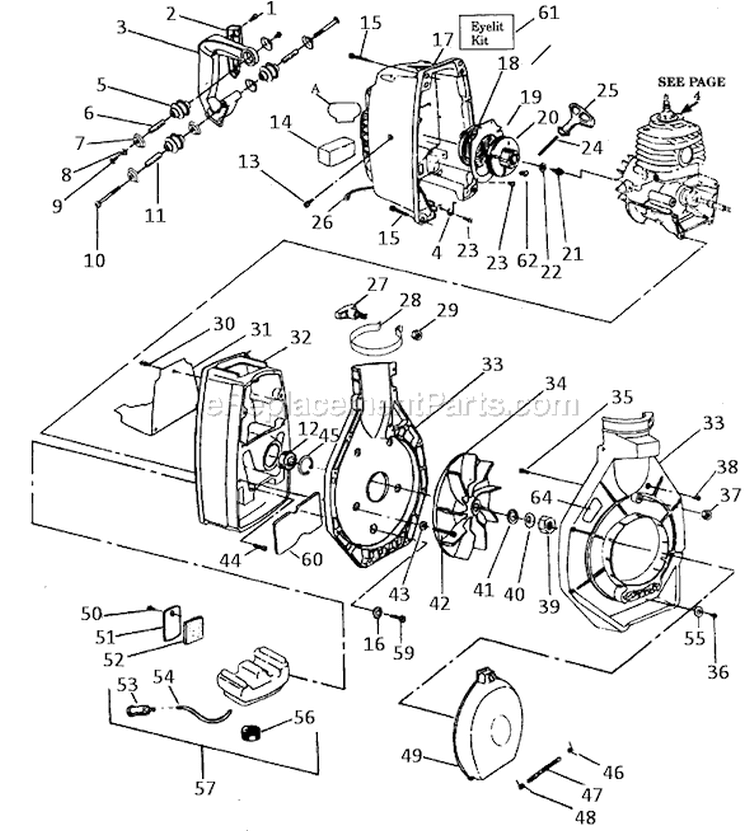 Page A Diagram and Parts List for 960  Weed Eater Leaf Blower / Vacuum